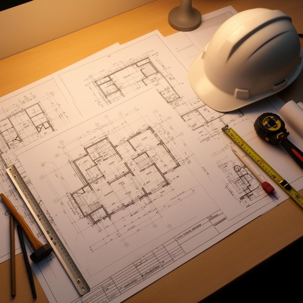 Architectural blueprints and construction planning